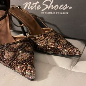 CARLO FELLINI Beaded Back Sling Sandals